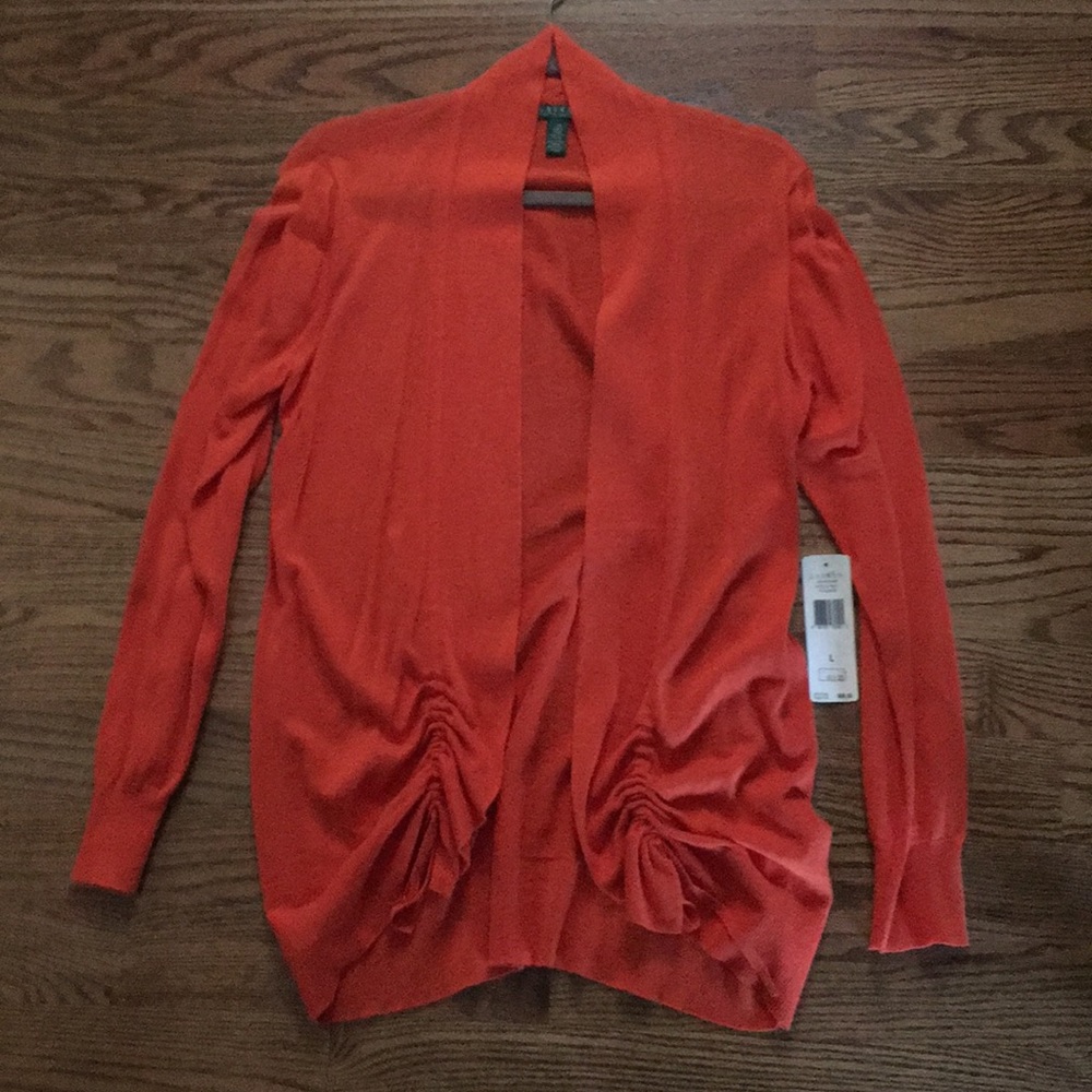 Ralph Lauren pumpkin-colored open cardigan
